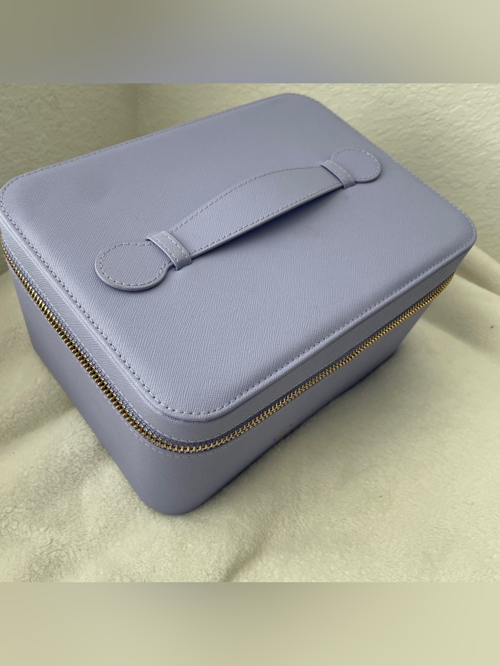 Tatcha Lavender Vanity Case Makeup Organizer Travel Cosmetic Box Mirror Gold Zip - Picture 9 of 14